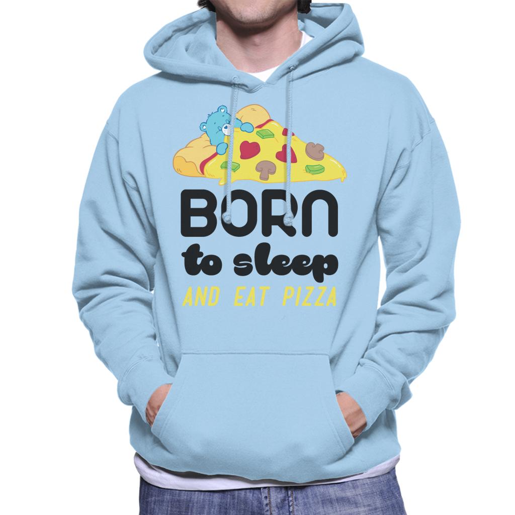 Care Bears Bedtime Bear Born To Sleep And Eat Pizza Men's Hooded Sweatshirt-ALL + EVERY