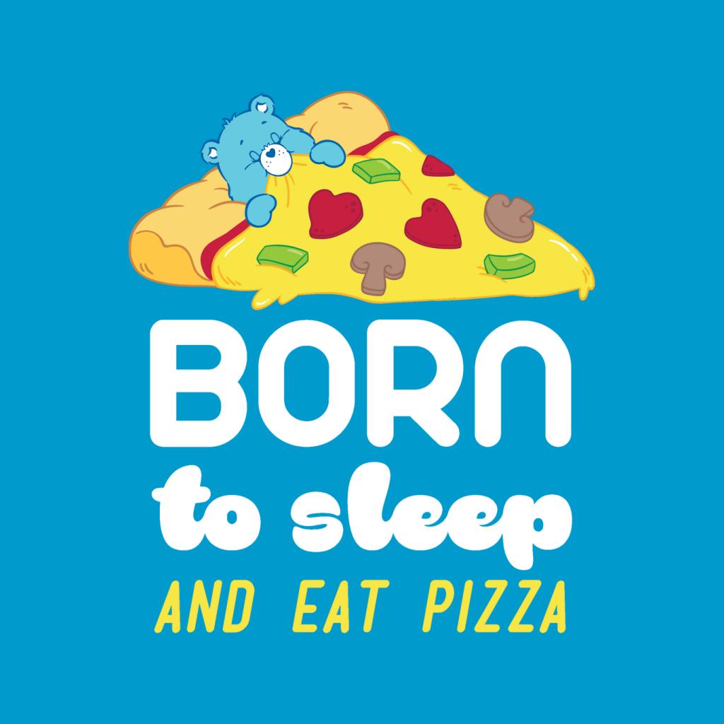 Care Bears Bedtime Bear Born To Sleep And Eat Pizza White Text Men's T-Shirt-ALL + EVERY