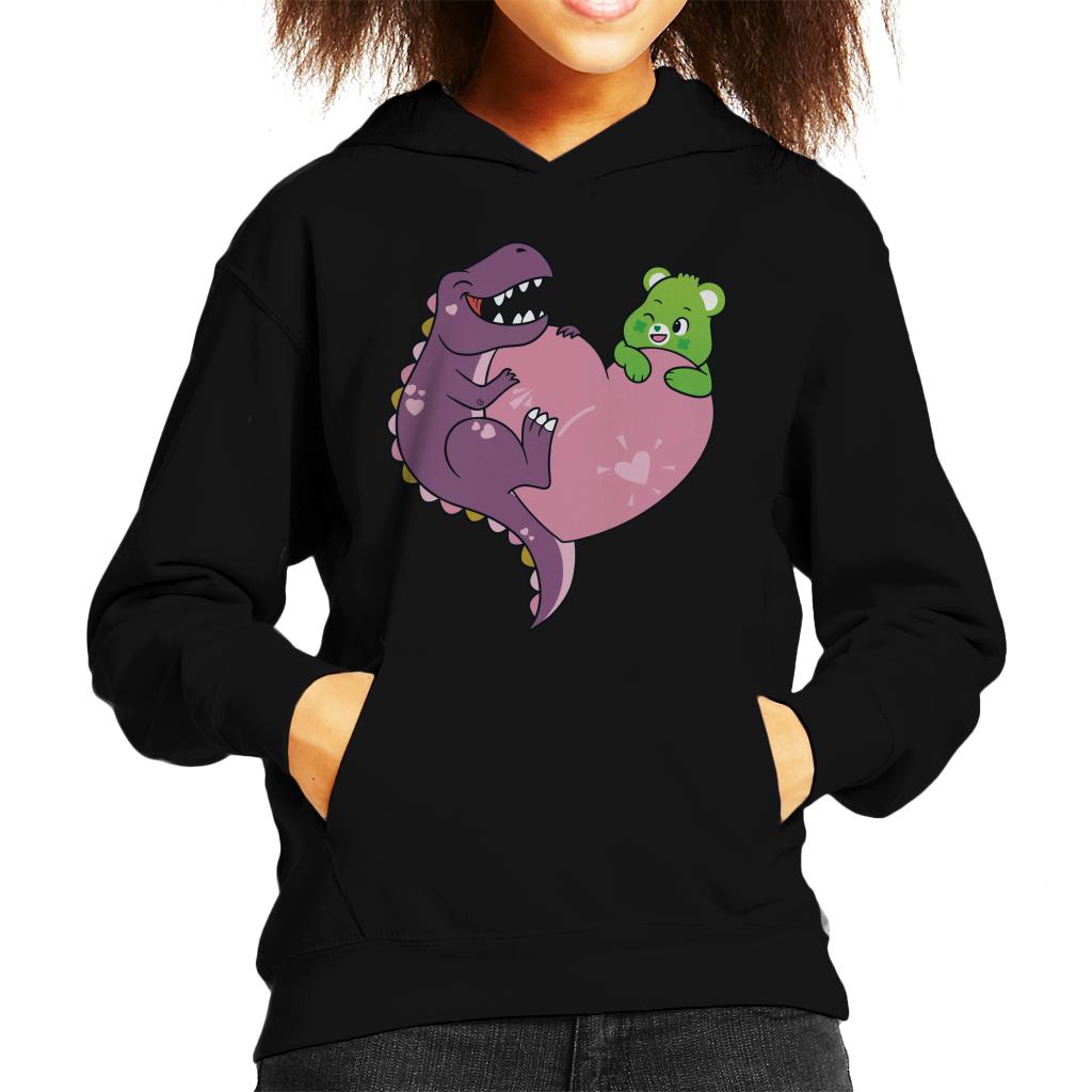 Care Bears Unlock The Magic Good Luck Bear Dino Heart Kid's Hooded Sweatshirt-ALL + EVERY