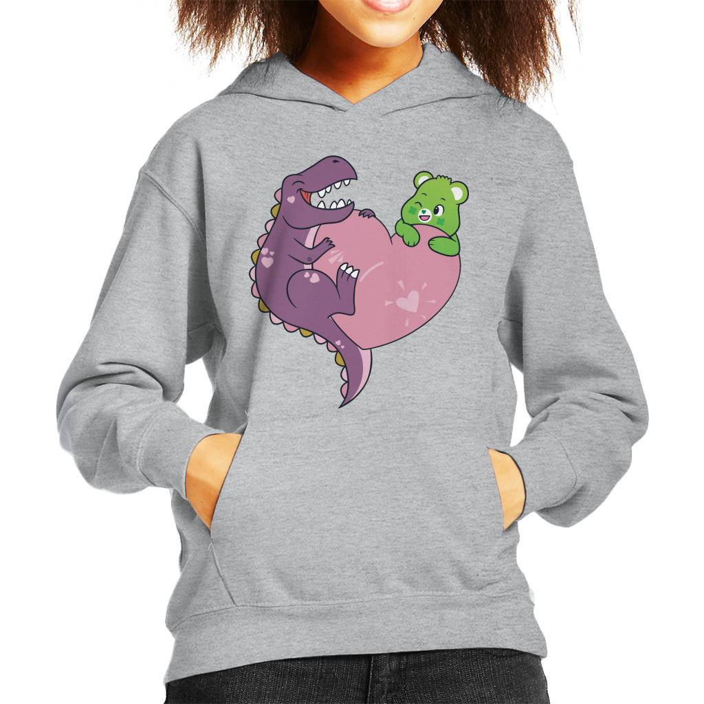 Care Bears Unlock The Magic Good Luck Bear Dino Heart Kid's Hooded Sweatshirt-ALL + EVERY