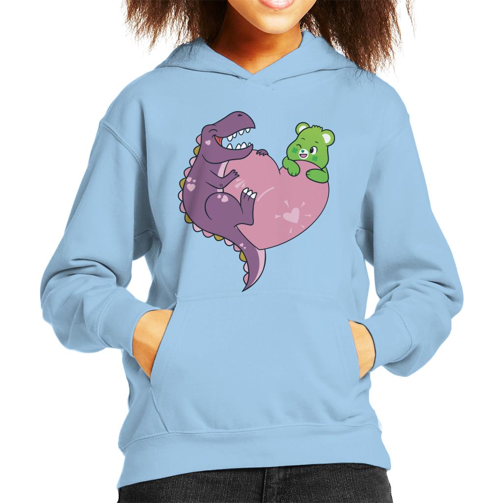 Care Bears Unlock The Magic Good Luck Bear Dino Heart Kid's Hooded Sweatshirt-ALL + EVERY