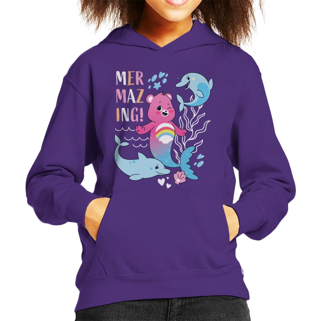 Care Bears Unlock The Magic Cheer Bear Mermazing Dolphins Kid's Hooded Sweatshirt-ALL + EVERY