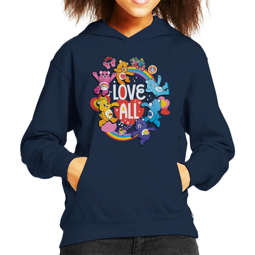 Care Bears Unlock The Magic Love All White Text Kid's Hooded Sweatshirt-ALL + EVERY