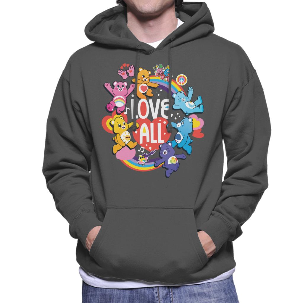 Care Bears Unlock The Magic Love All White Text Men's Hooded Sweatshirt-ALL + EVERY