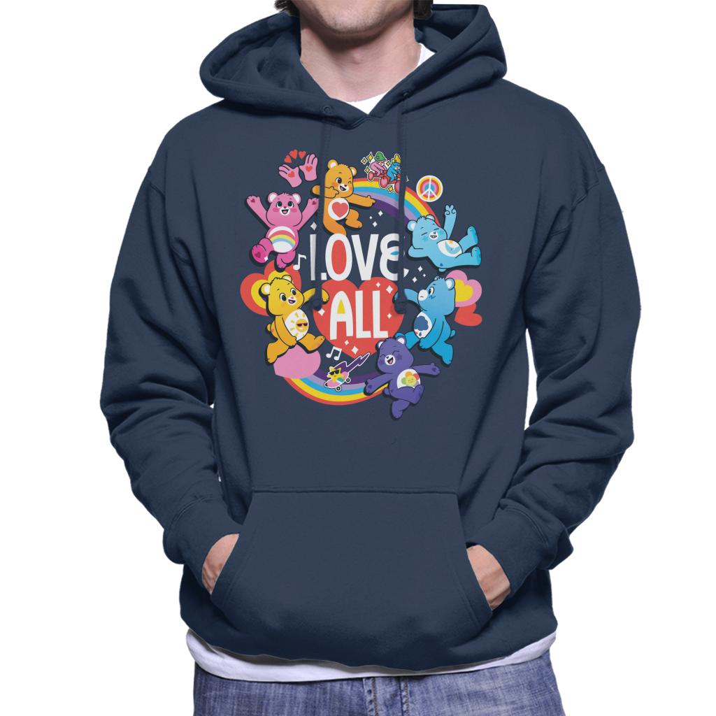 Care Bears Unlock The Magic Love All White Text Men's Hooded Sweatshirt-ALL + EVERY