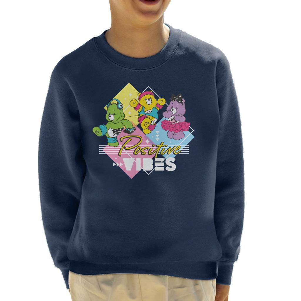 Care Bears Good Luck Bear Positive Vibes White Text Kids Sweatshirt-ALL + EVERY