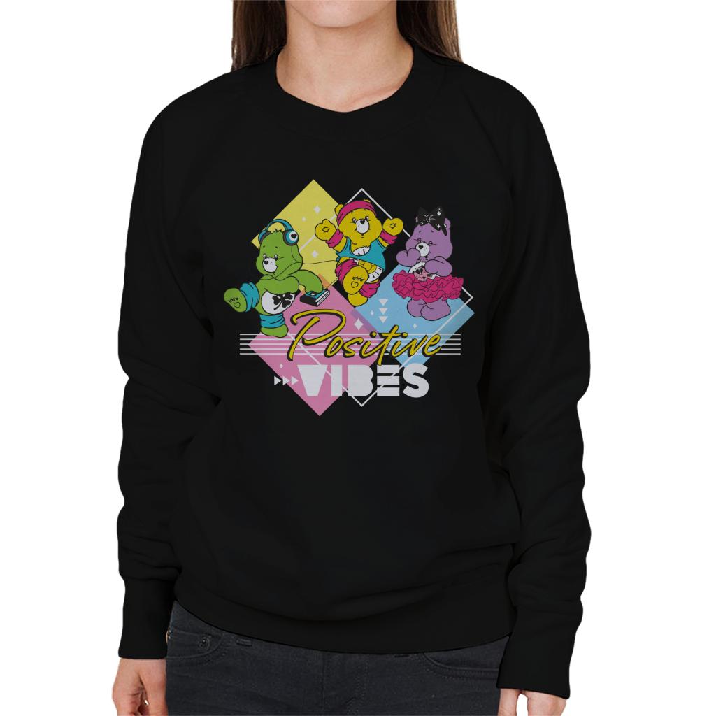 Care Bears Good Luck Bear Positive Vibes White Text Women's Sweatshirt-ALL + EVERY