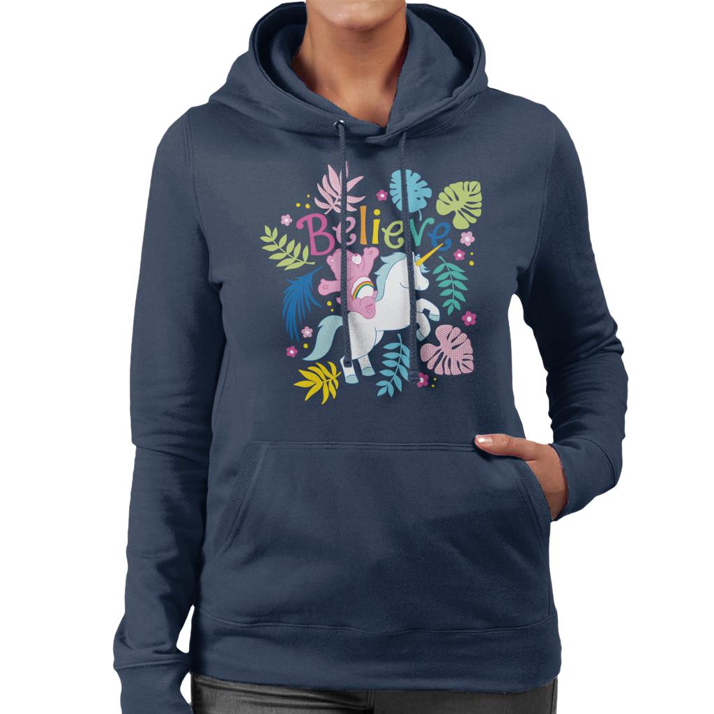 Care Bears Cheer Bear Unicorn Believe Women's Hooded Sweatshirt-ALL + EVERY