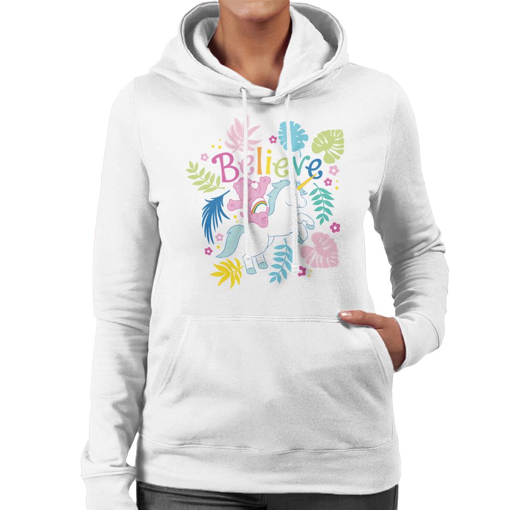 Care Bears Cheer Bear Unicorn Believe Women's Hooded Sweatshirt-ALL + EVERY