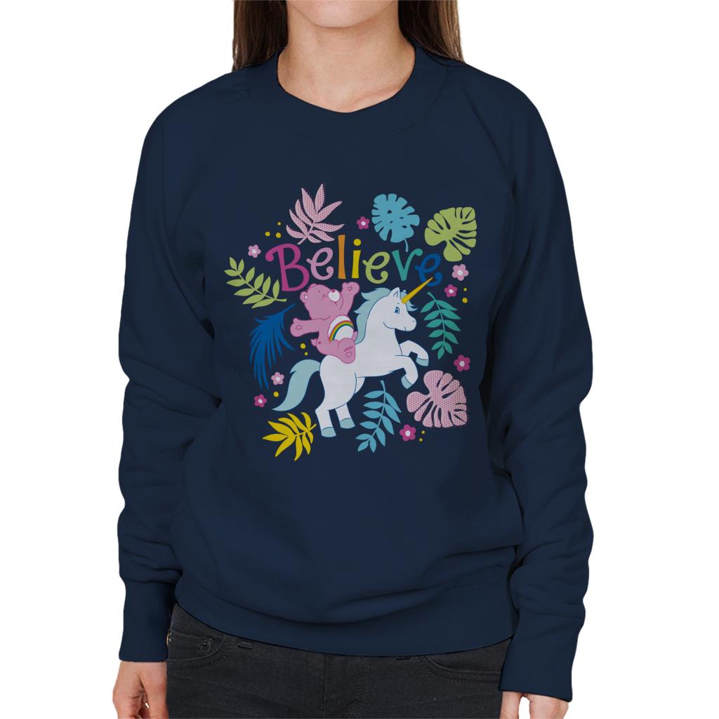 Care Bears Cheer Bear Unicorn Believe Women's Sweatshirt-ALL + EVERY