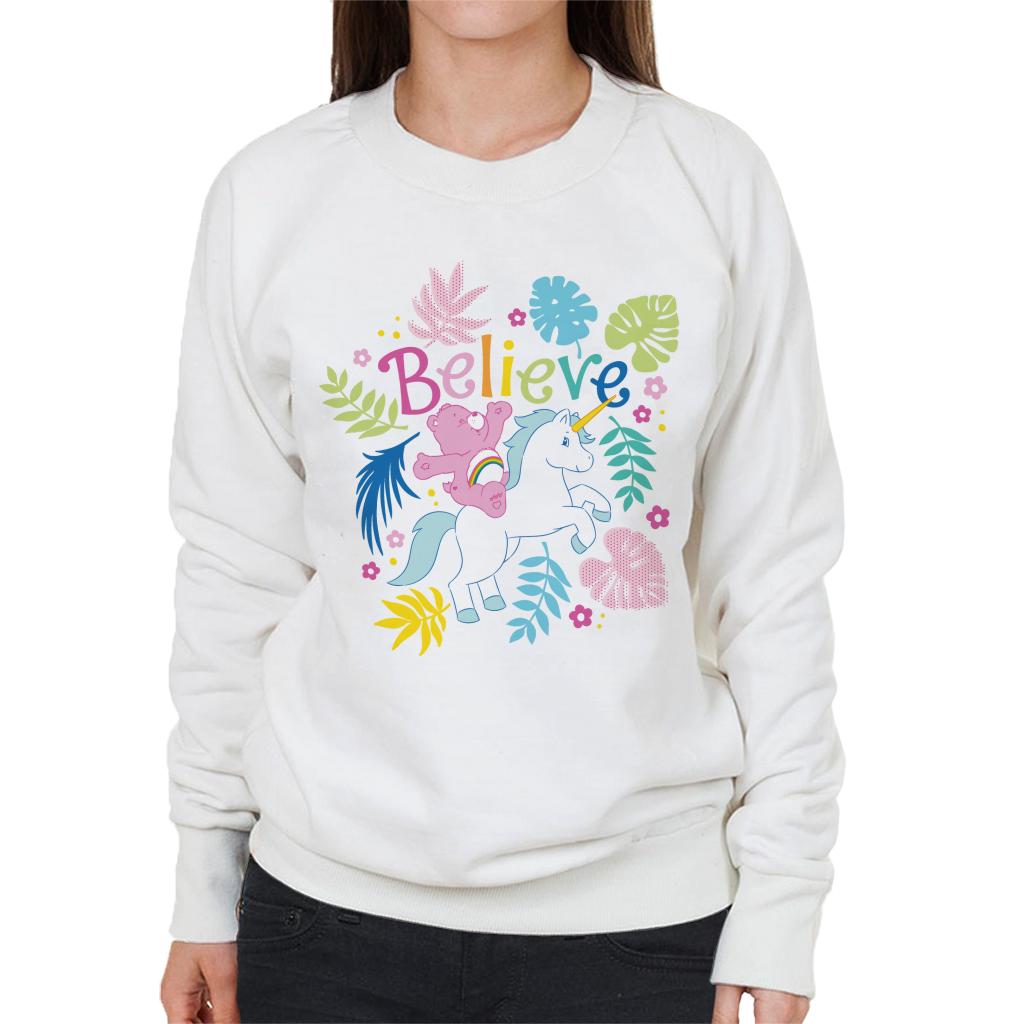 Care Bears Cheer Bear Unicorn Believe Women's Sweatshirt-ALL + EVERY