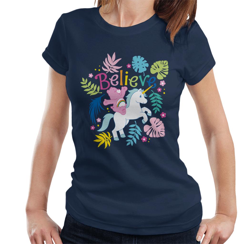 Care Bears Cheer Bear Unicorn Believe Women's T-Shirt-ALL + EVERY