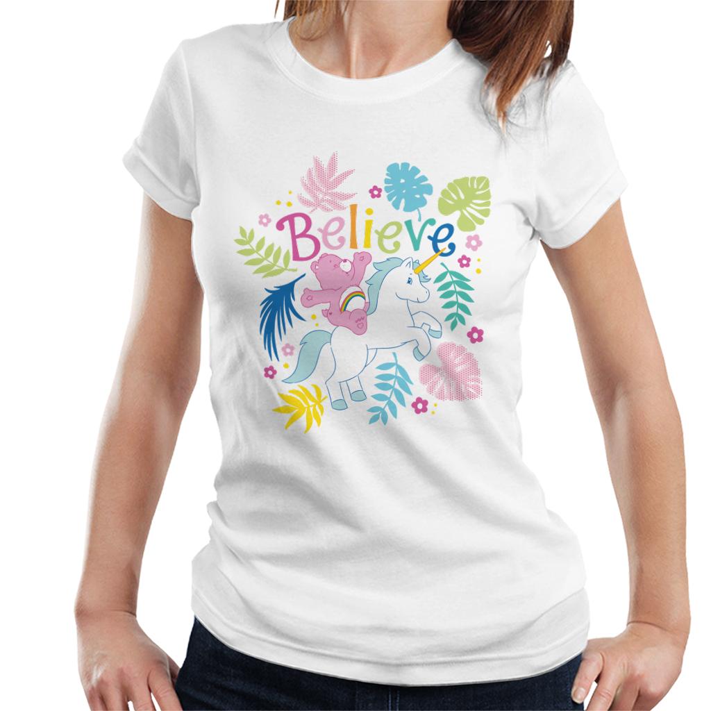 Care Bears Cheer Bear Unicorn Believe Women's T-Shirt-ALL + EVERY