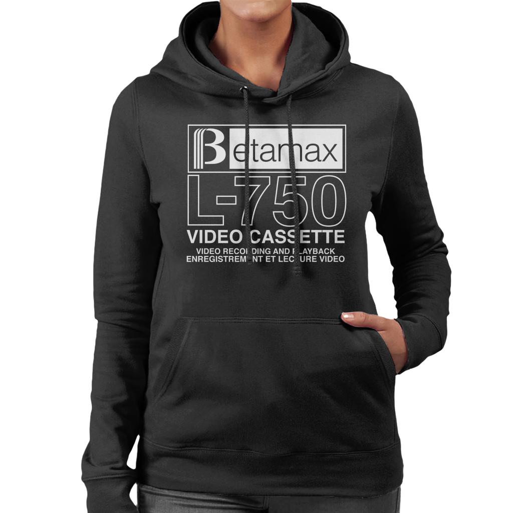 Betamax White B Logo L 750 Video Cassette Women's Hooded Sweatshirt-ALL + EVERY