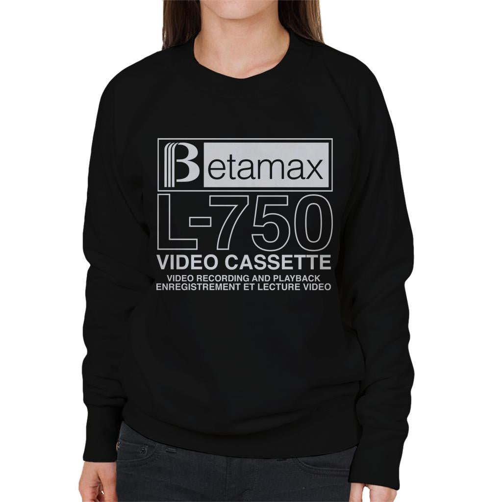 Betamax White B Logo L 750 Video Cassette Women's Sweatshirt-ALL + EVERY