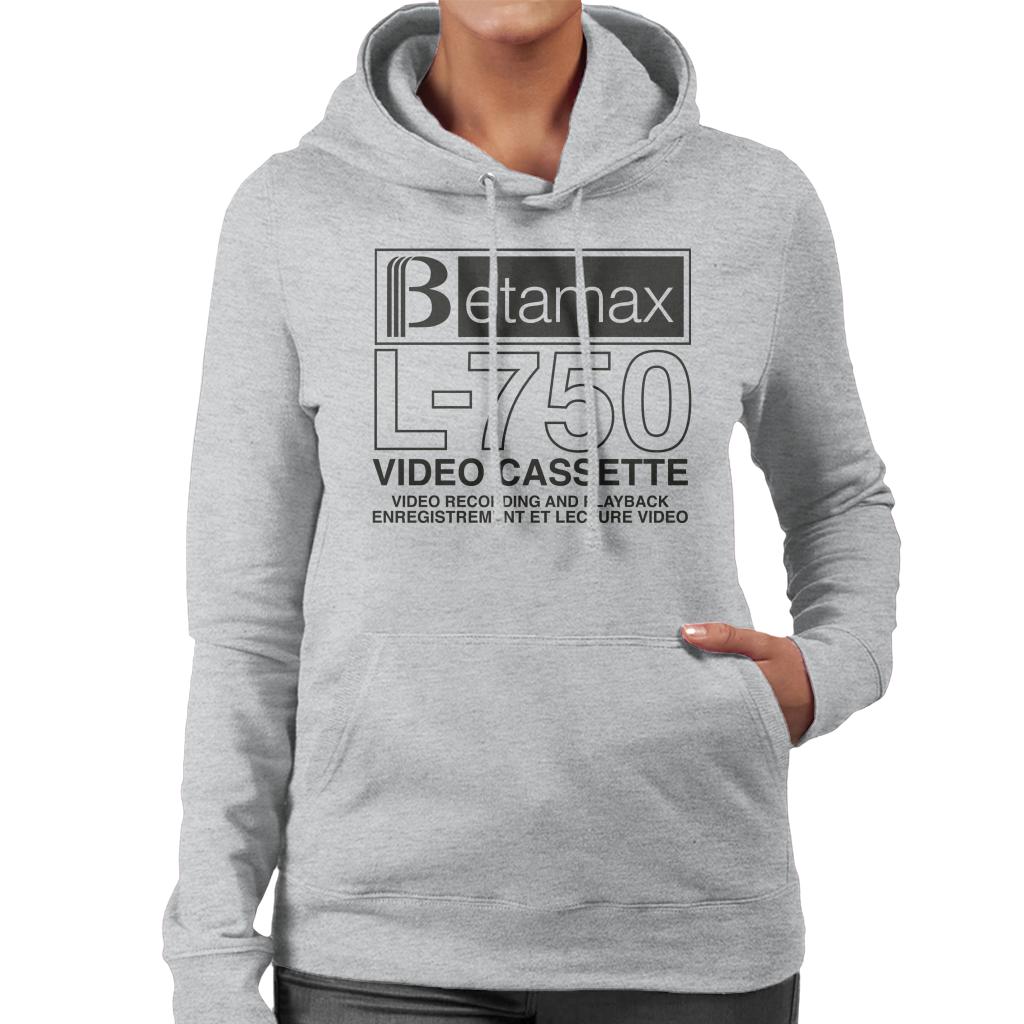 Betamax Black B Logo L 750 Cassette Women's Hooded Sweatshirt-ALL + EVERY