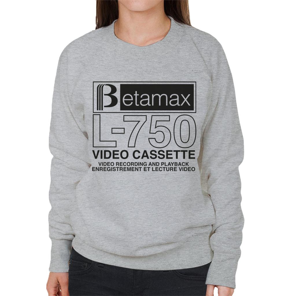 Betamax Black B Logo L 750 Cassette Women's Sweatshirt-ALL + EVERY