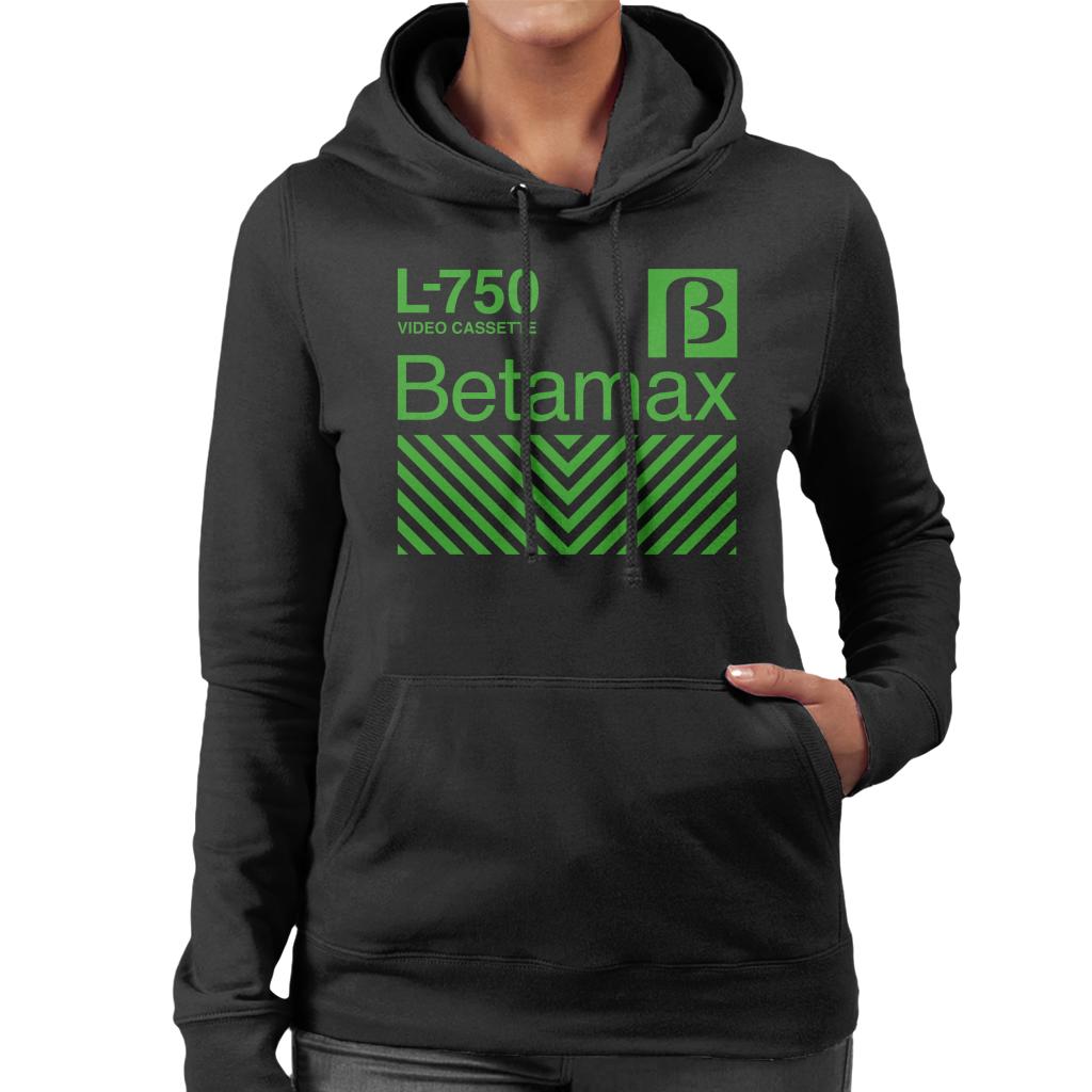 Betamax Green L 750 Video Cassette Women's Hooded Sweatshirt-ALL + EVERY