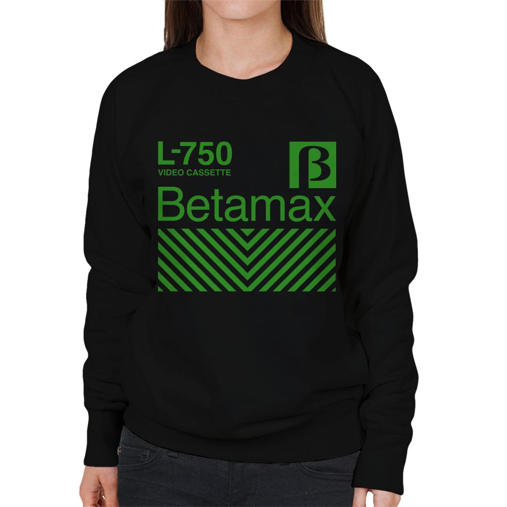 Betamax Green L 750 Video Cassette Women's Sweatshirt-ALL + EVERY