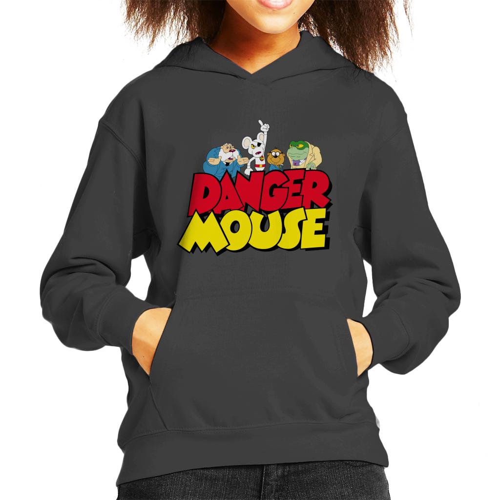 Danger Mouse Logo With Characters Kid's Hooded Sweatshirt-ALL + EVERY