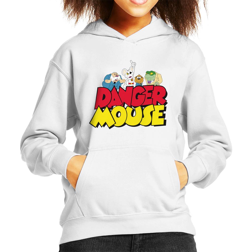 Danger Mouse Logo With Characters Kid's Hooded Sweatshirt-ALL + EVERY