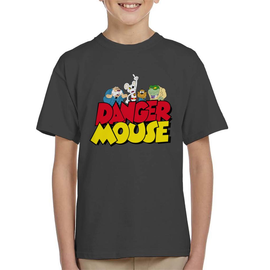 Danger Mouse Logo With Characters Kid's T-Shirt-ALL + EVERY