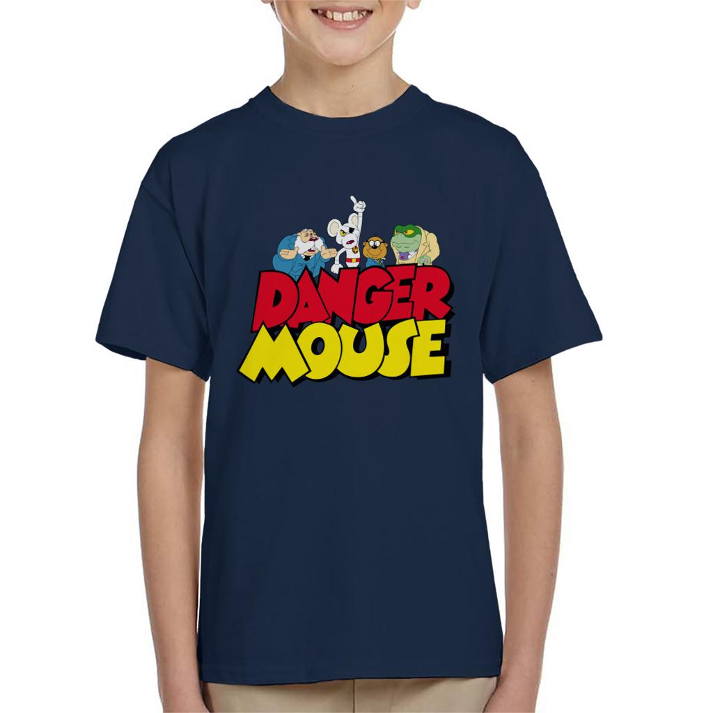 Danger Mouse Logo With Characters Kid's T-Shirt-ALL + EVERY