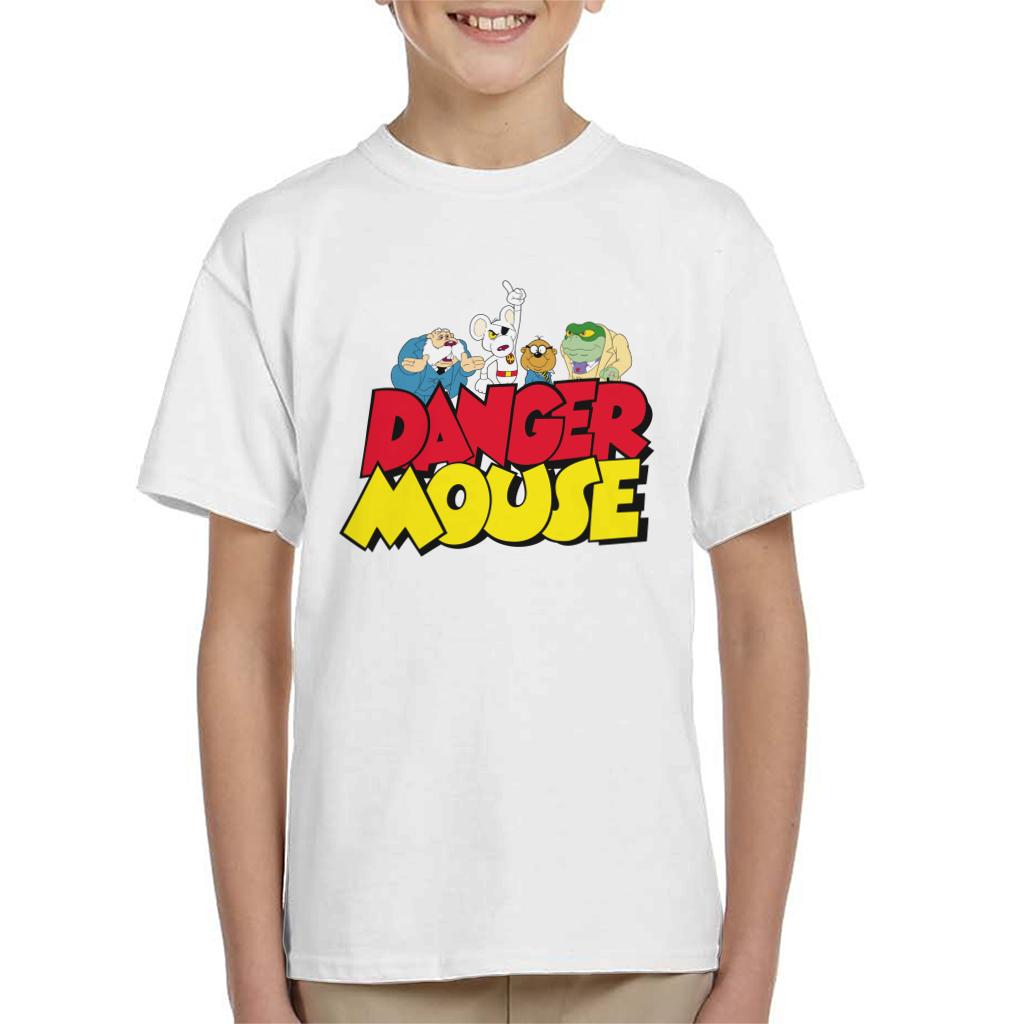 Danger Mouse Logo With Characters Kid's T-Shirt-ALL + EVERY