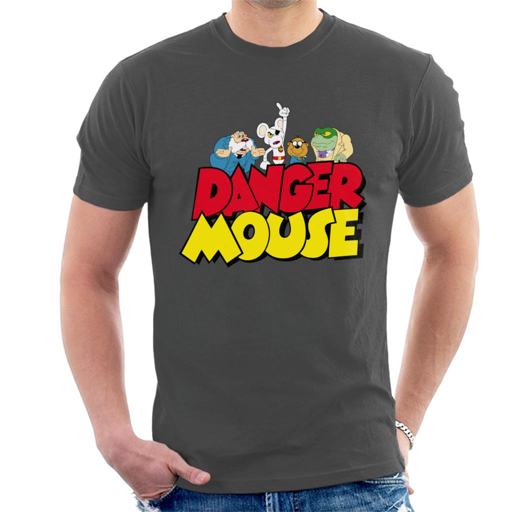 Danger Mouse Logo With Characters Men's T-Shirt-ALL + EVERY