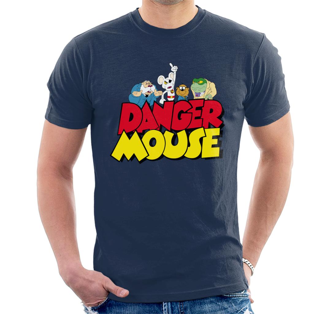 Danger Mouse Logo With Characters Men's T-Shirt-ALL + EVERY