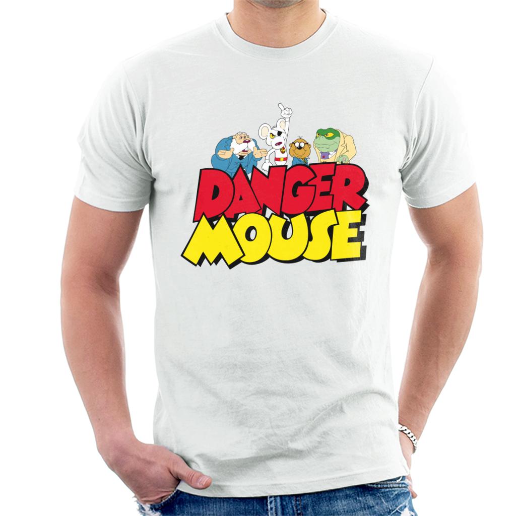 Danger Mouse Logo With Characters Men's T-Shirt-ALL + EVERY