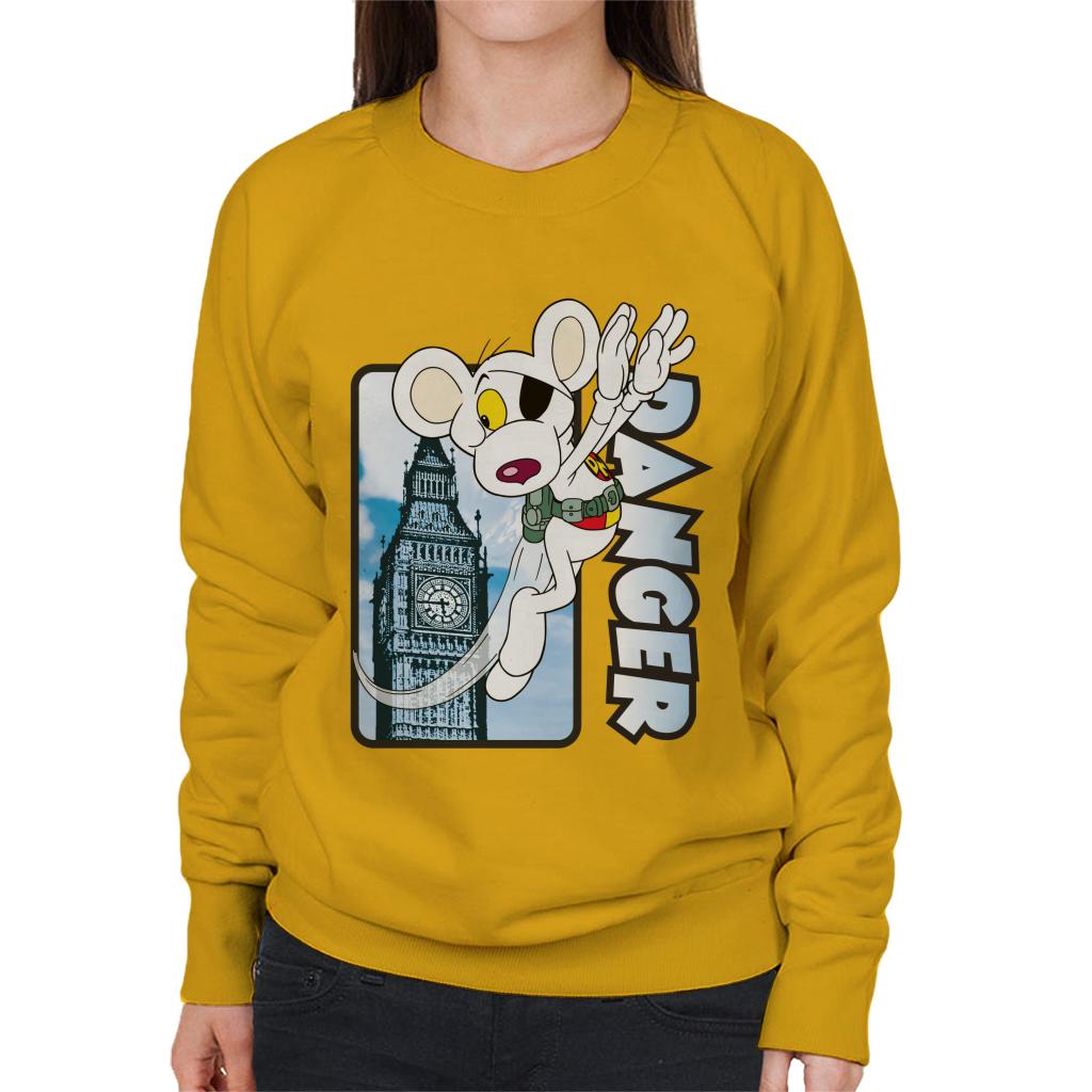 Danger Mouse Flying Past Big Ben Women's Sweatshirt-ALL + EVERY