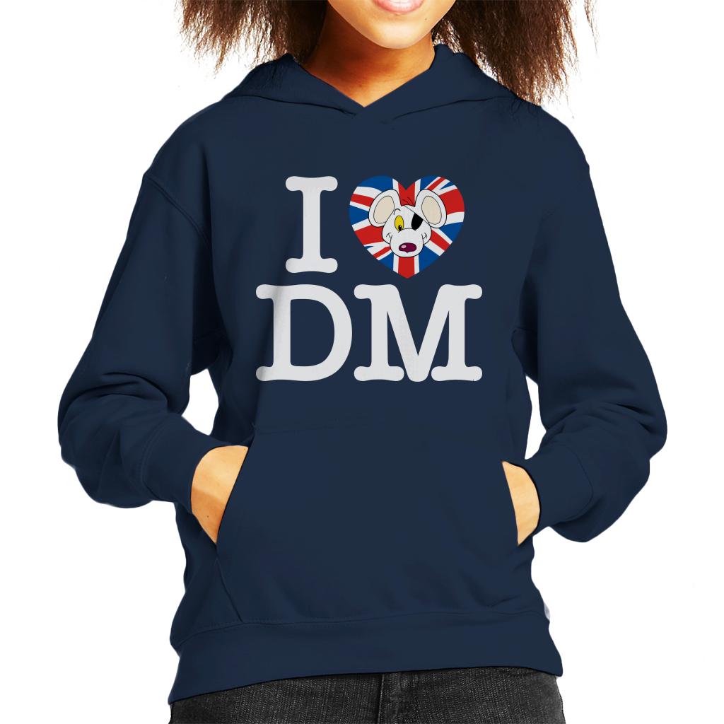 Danger Mouse I Love DM Union Jack Kid's Hooded Sweatshirt-ALL + EVERY