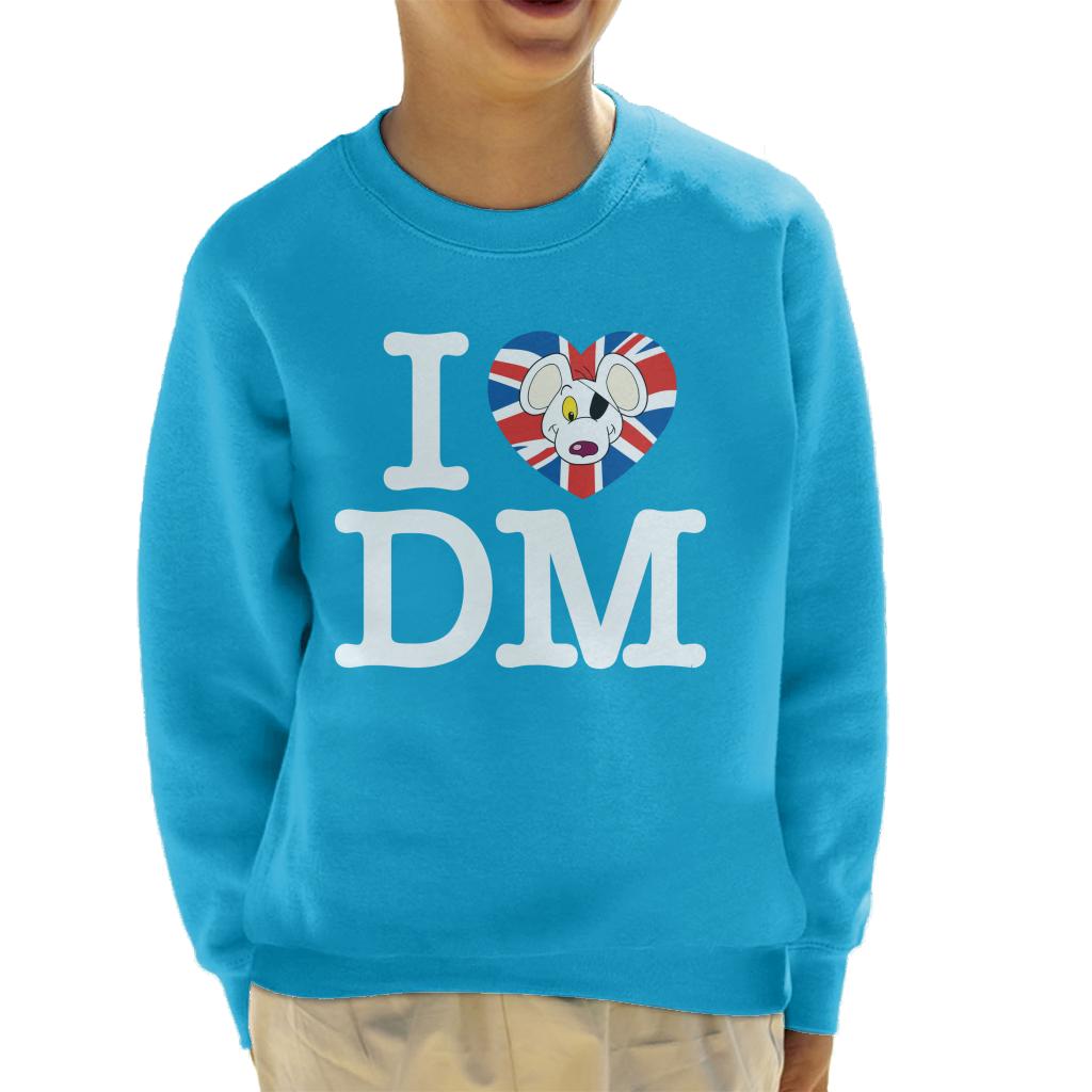 Danger Mouse I Love DM Union Jack Kid's Sweatshirt-ALL + EVERY