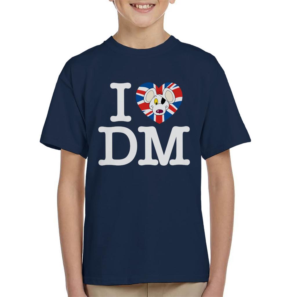 Danger Mouse I Love DM Union Jack Kid's T-Shirt-ALL + EVERY