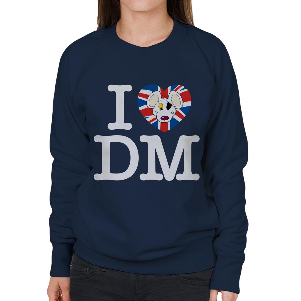 Danger Mouse I Love DM Union Jack Women's Sweatshirt-ALL + EVERY