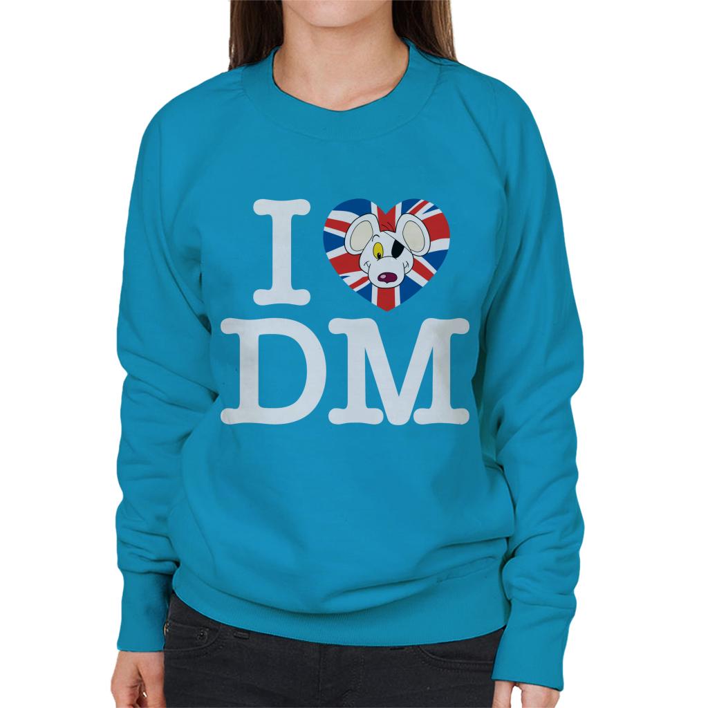 Danger Mouse I Love DM Union Jack Women's Sweatshirt-ALL + EVERY