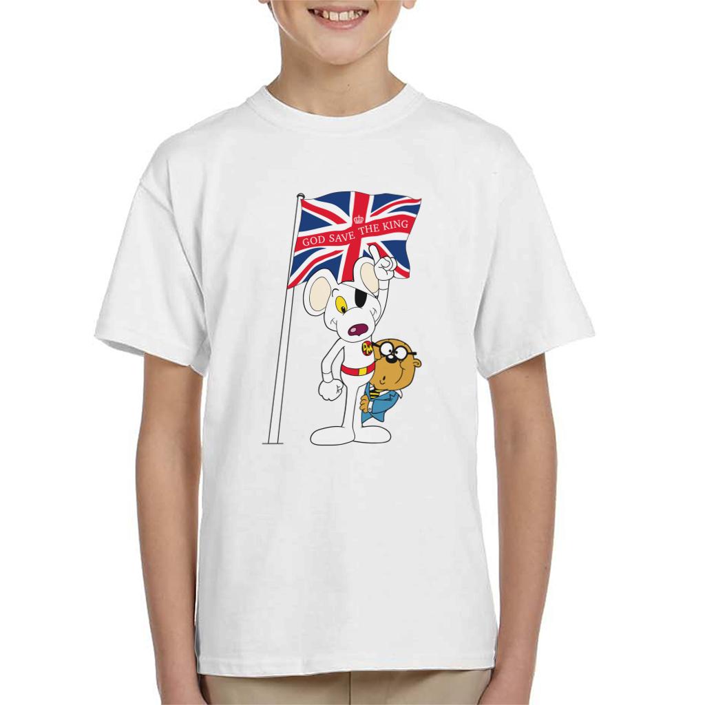 Danger Mouse Union Jack Flag God Save The King Kid's T-Shirt-ALL + EVERY