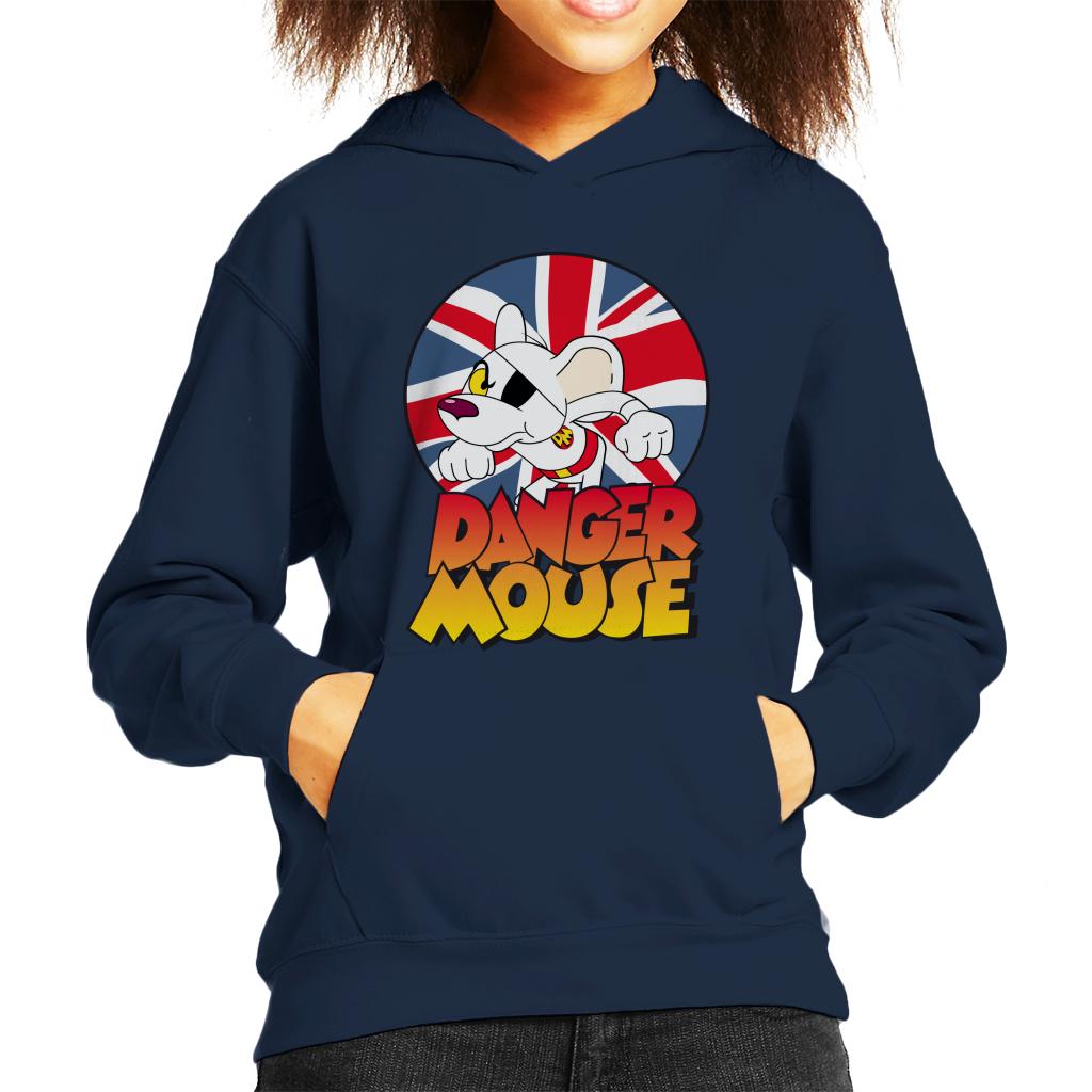 Danger Mouse Frowning Union Jack Kid's Hooded Sweatshirt-ALL + EVERY