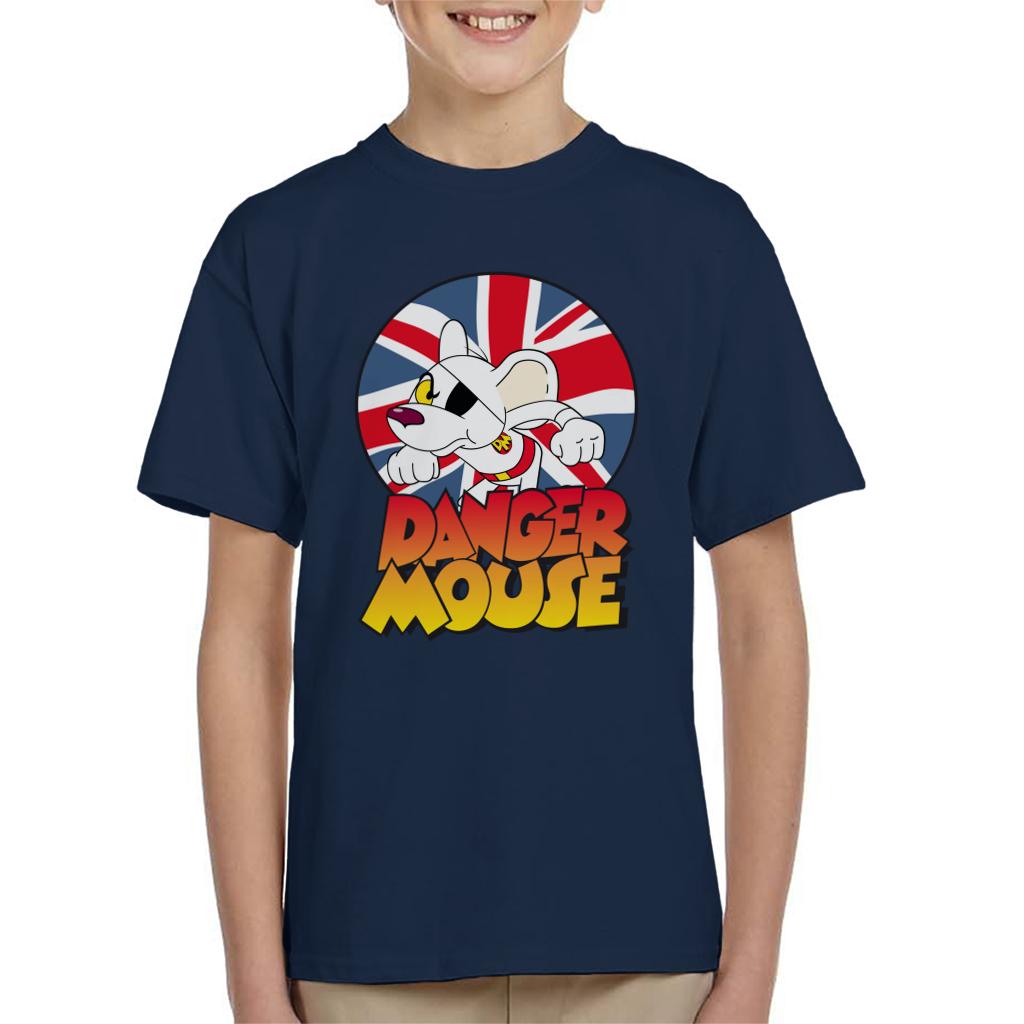 Danger Mouse Frowning Union Jack Kid's T-Shirt-ALL + EVERY