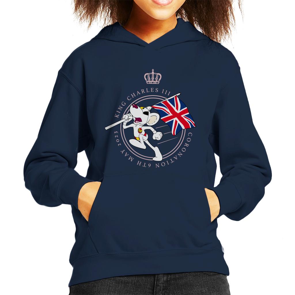 Danger Mouse King Charles III Coronation 2023 Union Jack Kid's Hooded Sweatshirt-ALL + EVERY