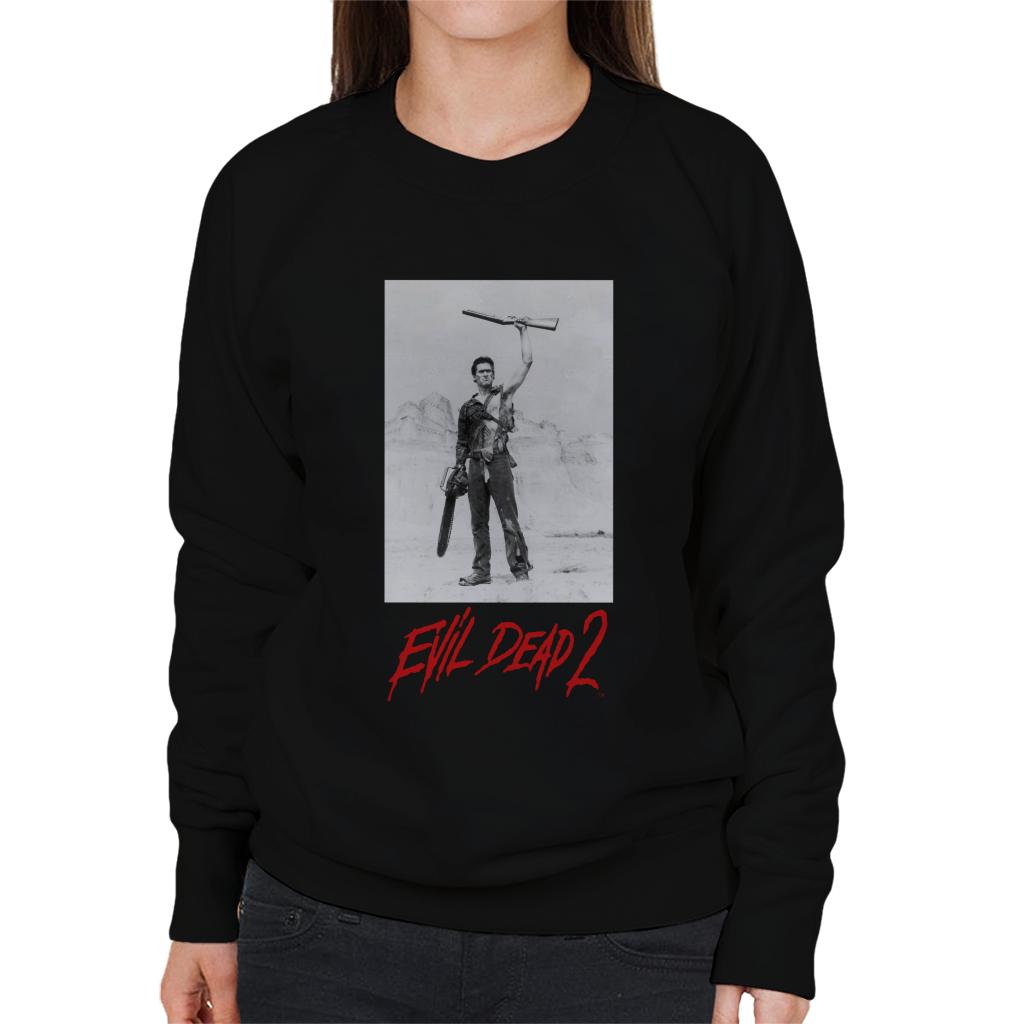 Evil Dead 2 Ash Red Text Logo Women's Sweatshirt-ALL + EVERY