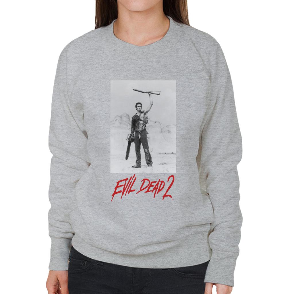 Evil Dead 2 Ash Red Text Logo Women's Sweatshirt-ALL + EVERY