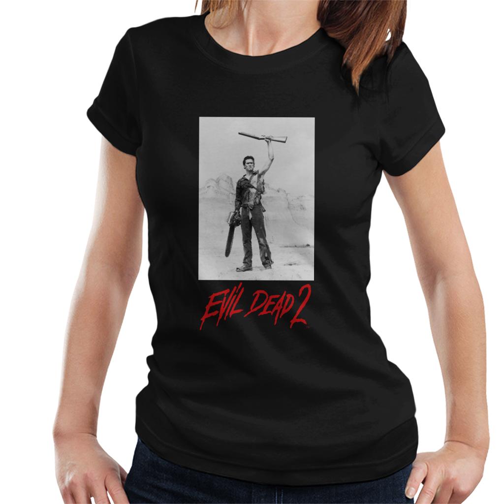 Evil Dead 2 Ash Red Text Logo Women's T-Shirt-ALL + EVERY