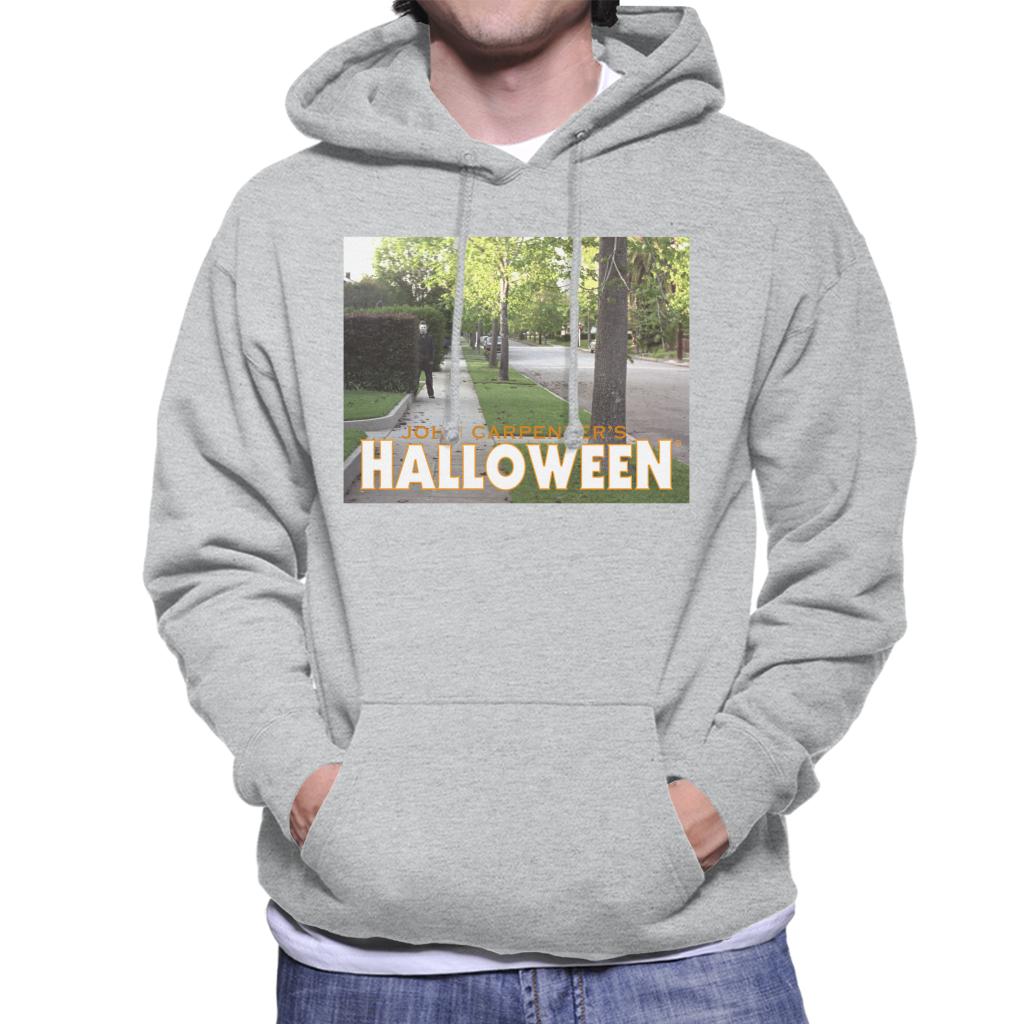 Halloween Michael Myers Behind Bush Men's Hooded Sweatshirt-ALL + EVERY