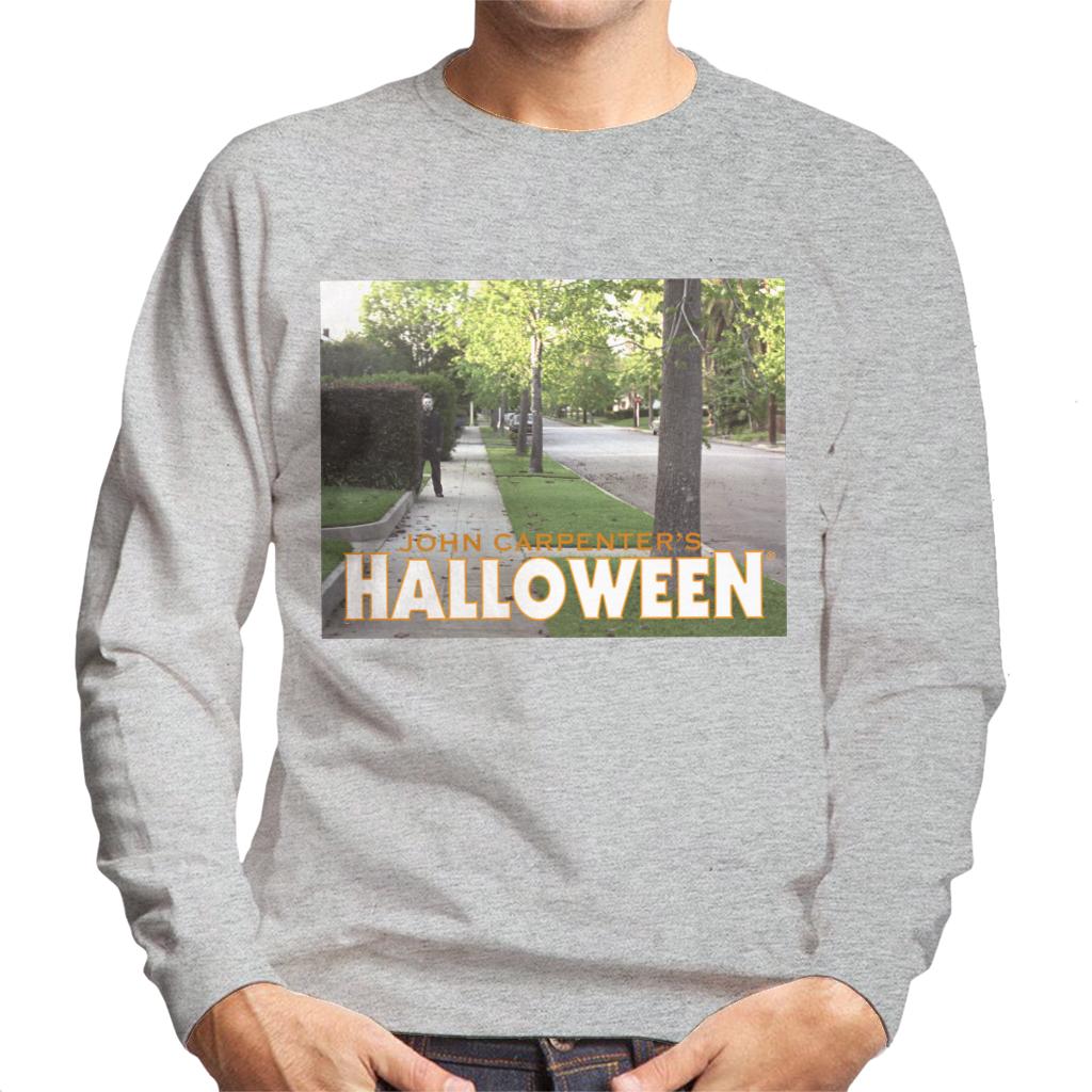 Halloween Michael Myers Behind Bush Men's Sweatshirt-ALL + EVERY