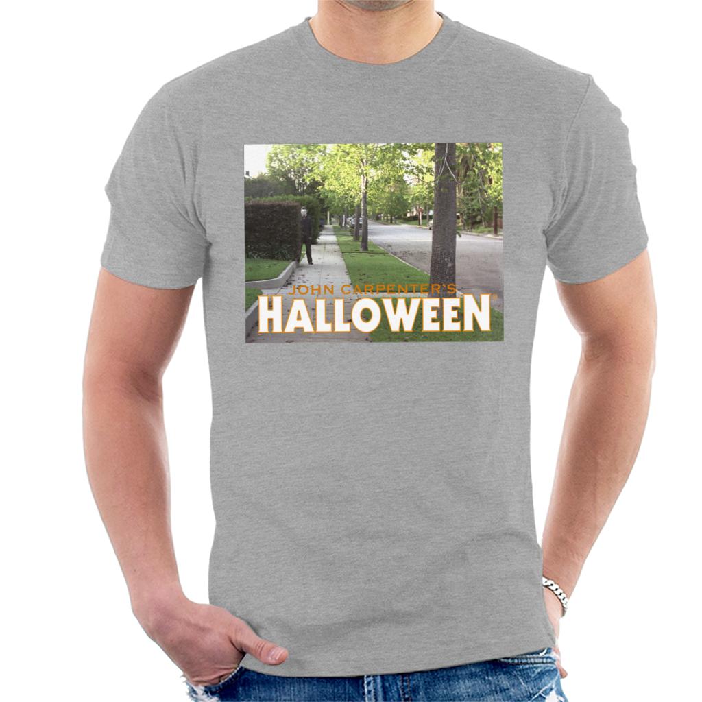 Halloween Michael Myers Behind Bush Men's T-Shirt-ALL + EVERY