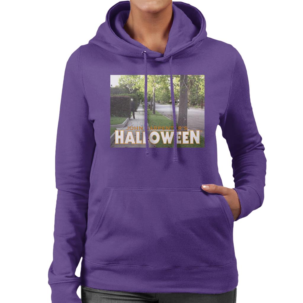 Halloween Michael Myers Behind Bush Women's Hooded Sweatshirt-ALL + EVERY