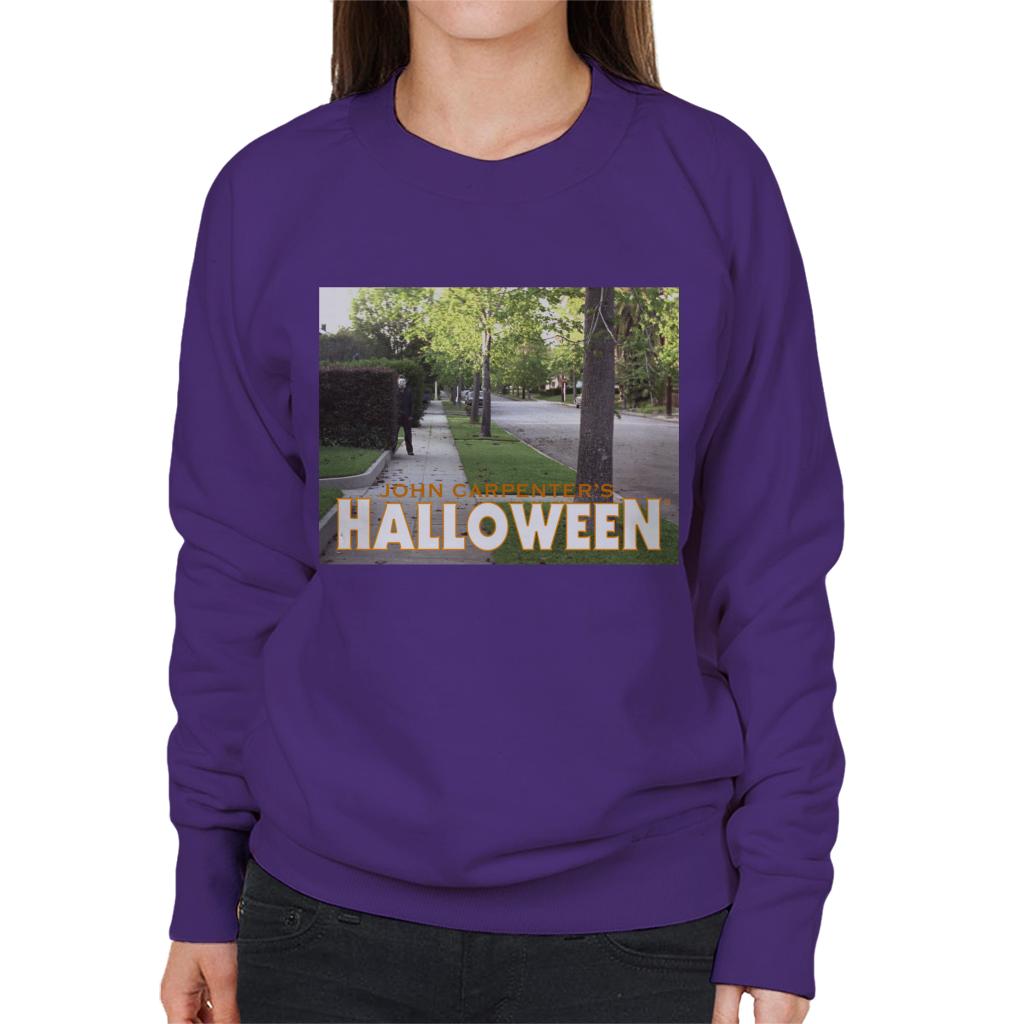 Halloween Michael Myers Behind Bush Women's Sweatshirt-ALL + EVERY