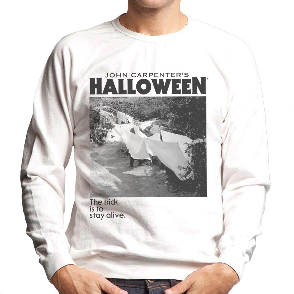 Halloween Michael Myers Standing By Clothes Line Men's Sweatshirt-ALL + EVERY